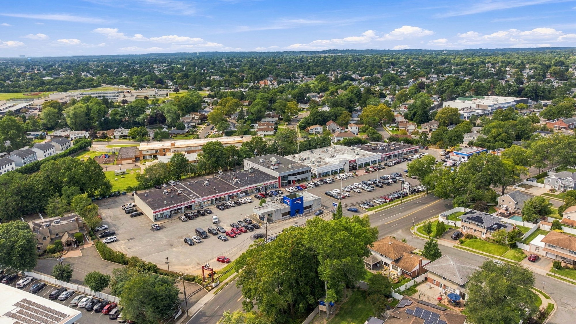 Aerial view of the Manetto Hill Road office and shopping center
